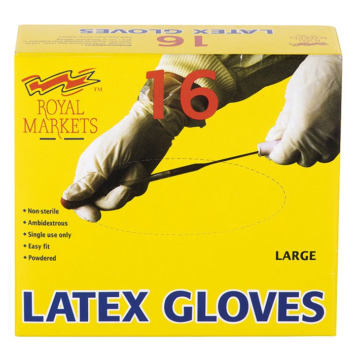 Royal Market Latex Gloves Box C Medium  1x16's