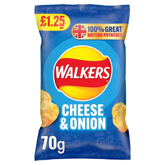 Walkers Cheese+onion Crisps   18x70g