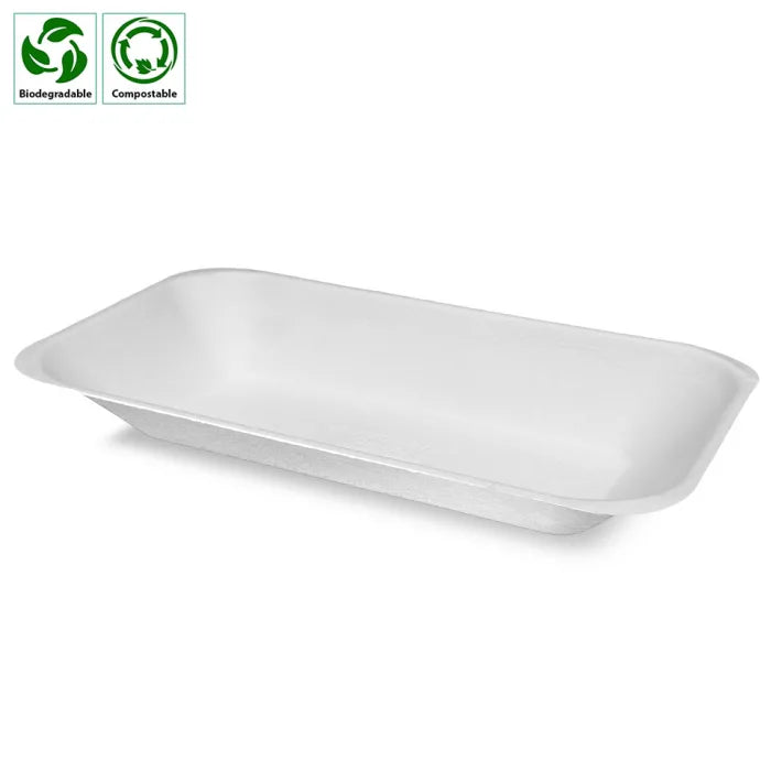 Enviroware Large White Bagasse Chip Tray (No3) (224x134x31mm) Box of 500