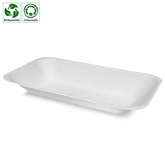 Enviroware Large White Bagasse Chip Tray (No3) (224x134x31mm) Box of 500