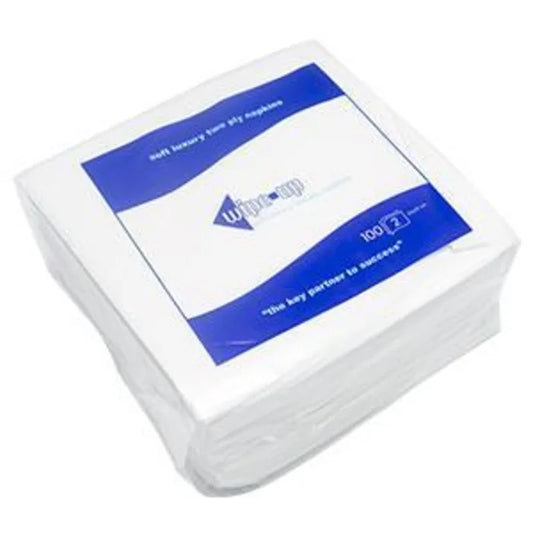 Wipe-Up Luxury White Serviettes (2Ply & 33cm) 20x100