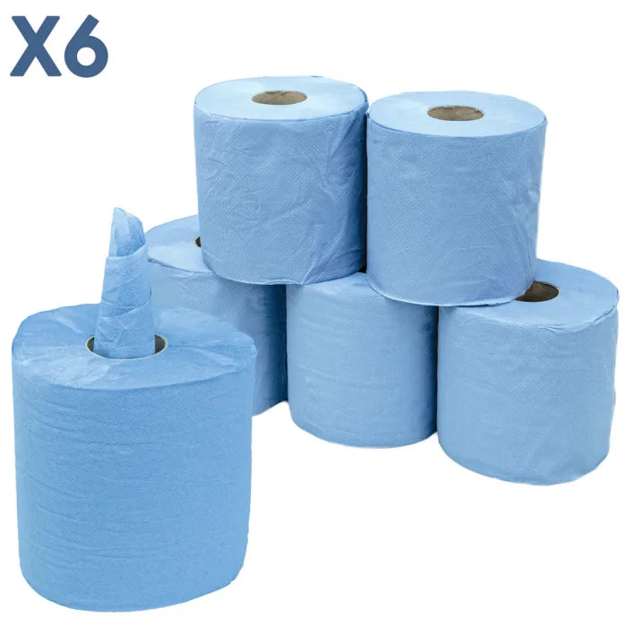 2 Ply Centrefeed Blue Rolls (15.7cmx80m) Case of 6