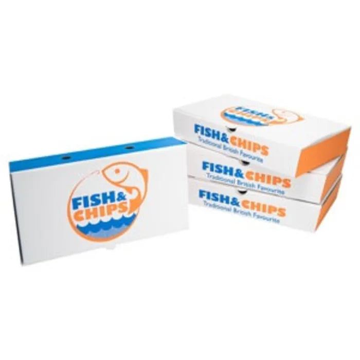 9" Cardboard Fish & Chips Boxes (250x55x160mm) Case of 100