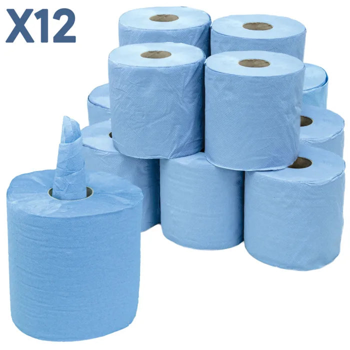 2 Ply Centrefeed Blue Rolls (15.7cmx70m) Case of 12