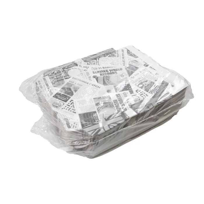 12" Newspaper Print Cardboard Fish & Chips Boxes (325x50x160mm) Case of 100