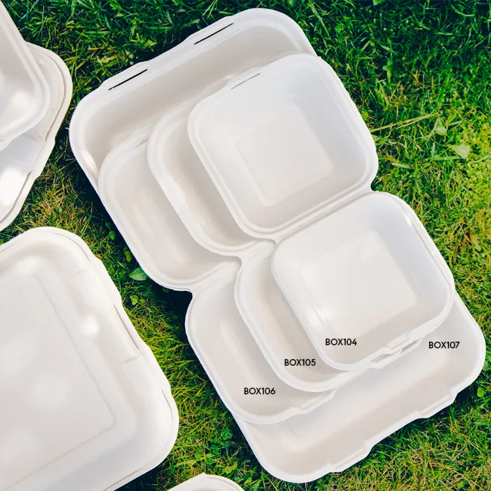 Enviroware Medium White Bagasse Food Box (193x78x147mm/8x6") Case of 250