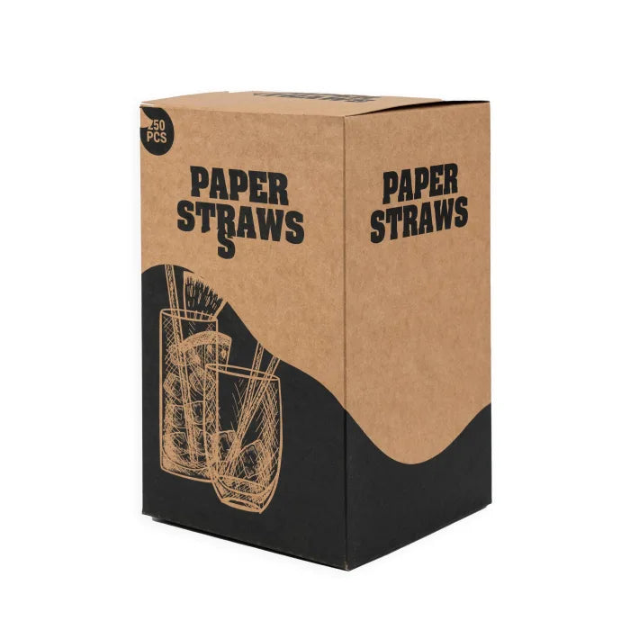 Individually Wrapped Red & White Compostable Paper Straws (197x6mm) Box of 250