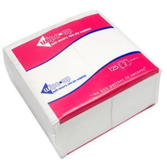 Wipe-Up Luxury Fold White Serviettes (2Ply & 40cm & 1/8 Fold) 16x125