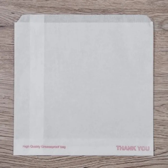 White Printed "Thank You" Grease Resistant Bags (7"x7") 500 pieces