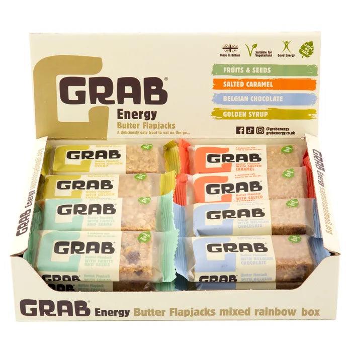 Grab Energy Butter Flapjacks (Mixed Rainbow Box) 65g Box of 24