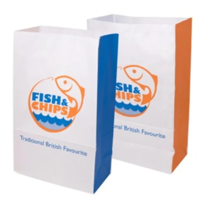 Fish & Chips Medium Kraft SOS Bags (250x400x140mm)  Case of 100