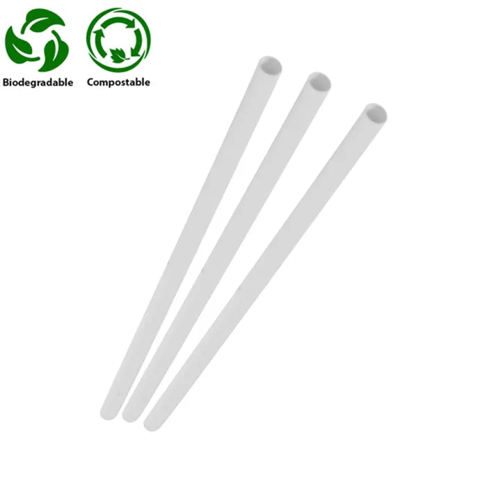 White Compostable Paper Straws (197x6x6mm) Box of 250