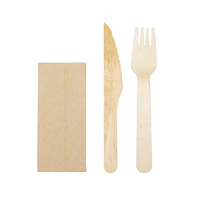 Wooden Meal Pack (Fork Knife Kraft Napkin2ply) Box of 250