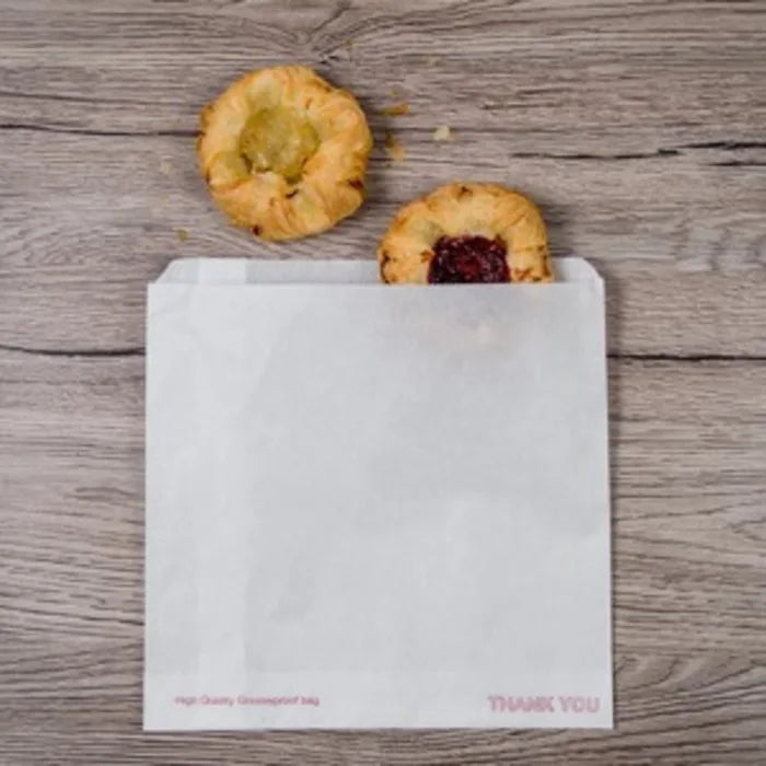 White Printed "Thank You" Grease Resistant Bags (10"x10") Case of 1000