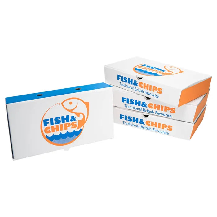 10" Cardboard Fish & Chips Boxes (290x50x160mm) Case of 100