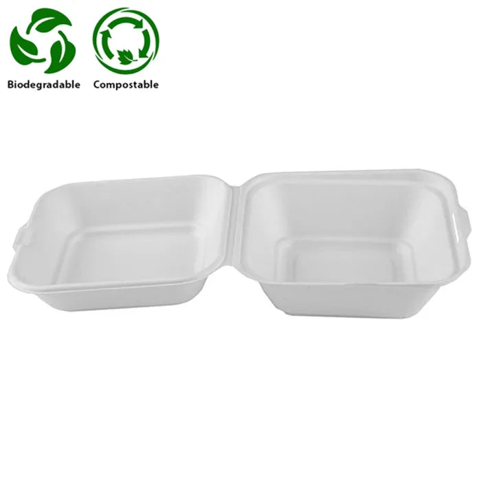 Enviroware 5" White Square Bagasse Burger Box (130x72x126mm) Case of 500