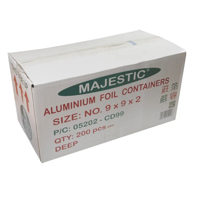 Majestic No:9 Foil Containers (9"x9"x2") Box of 200