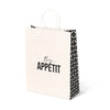 "Bon Appetit" Medium White Paper Carrier Bags with Twisted Handle Case of 100