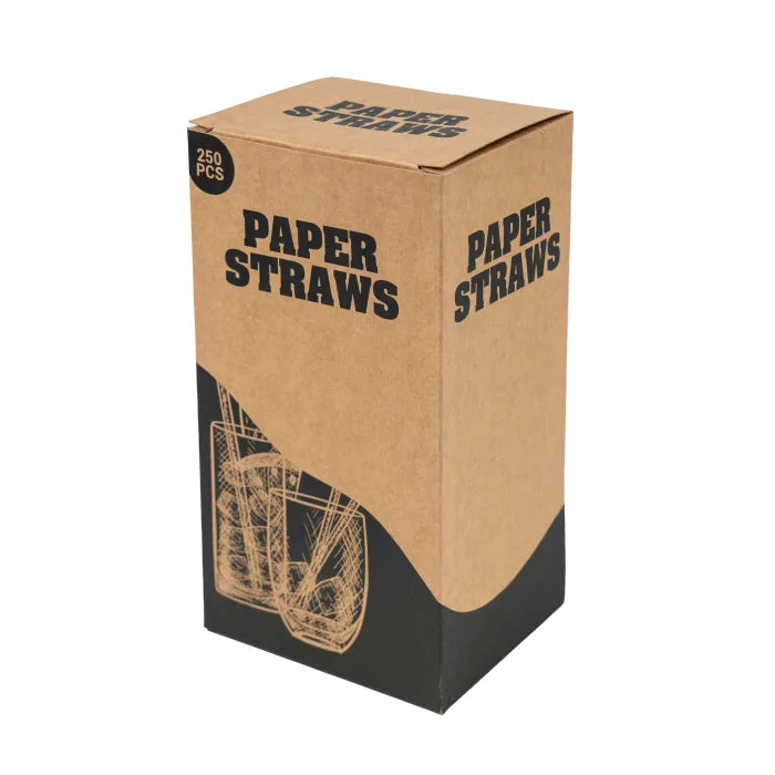 Brown Kraft Compostable Paper Straws (197x6mm) Box of 250