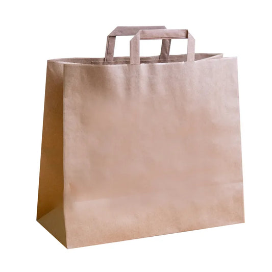 Jumbo Brown Paper Carrier Bags with Flat Handles (360x150x315mm) Case of 125