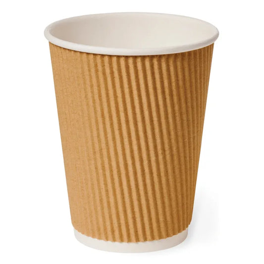 8oz Brown Kraft Ripple Wall Hot Cup (Lid Ref CUP156/CUP247/CUP250) Case of 500