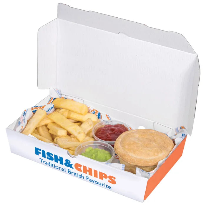 10" Cardboard Fish & Chips Boxes (290x50x160mm) Case of 100