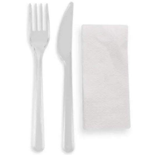 4Flame Premium Heavy-Weight Meal Pack (Fork-Knife-2ply Napkin) Box of 250