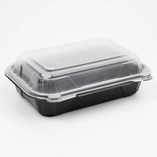 1000ml Rectangular Microwave Black Containers with Lids Box of 80
