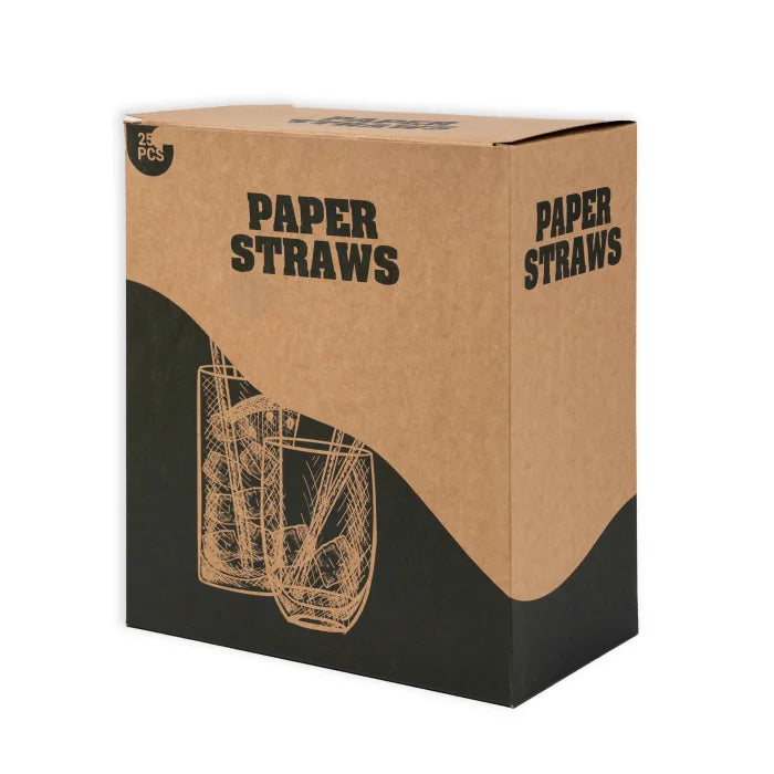 Individually Wrapped Jumbo Red & White Compostable Paper Straws (230x8mm) Box of 250