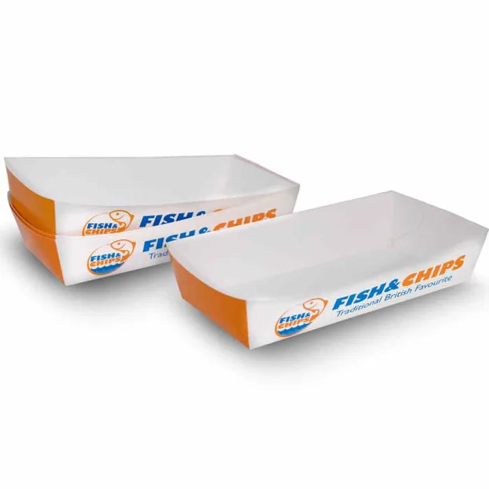 Fish & Chips Medium Card Trays (9"x4.5"x2")-Case of 250