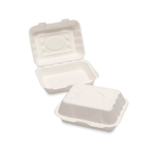 Natural Leaf White Bagasse Food Box (190x150x70mm/7.5x6") Case of 250