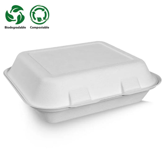 Enviroware Large White Bagasse Food Box (240x70x151mm/10x6") Case of 250