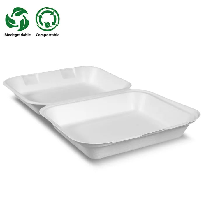 Enviroware Large White Bagasse Food Box (240x70x151mm/10x6") Case of 250