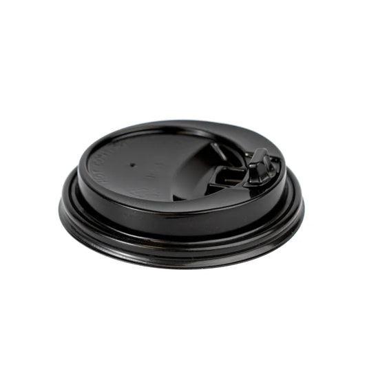 8oz Black Reclosable Cup Lids-Case of 1000