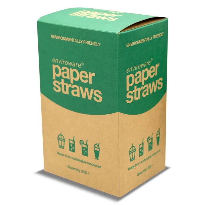 Jumbo Red & White Compostable Paper Smoothie Straws (230x8x8mm) Box of 250