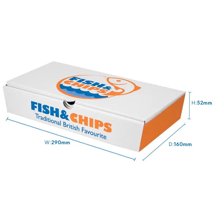 10" Cardboard Fish & Chips Boxes (290x50x160mm) Case of 100