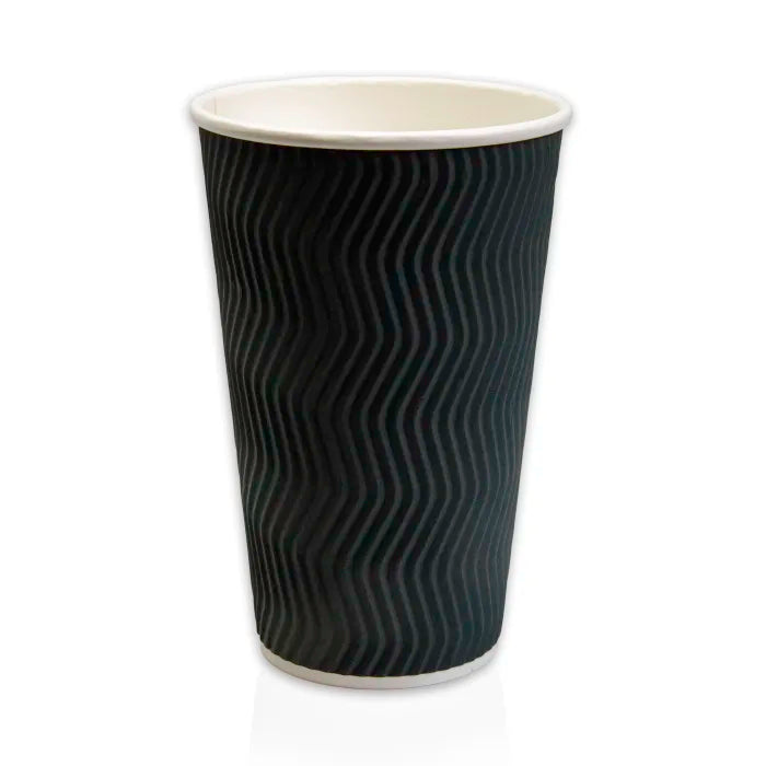 16oz Black Ripple Wall Paper Hot Cup (CUP158/CUP265)  Case of 250