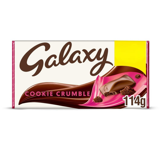 Galaxy Cookie Crumble & Milk Chocolate Block Bar 114g Box of 12