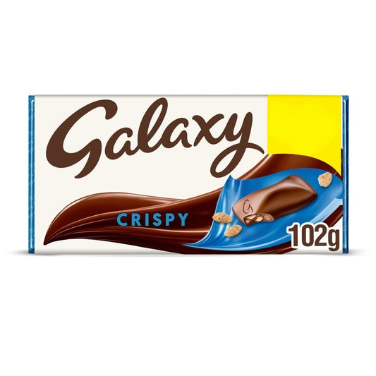 Galaxy Crispy Pieces & Milk Chocolate Block Bar 102g Box of 12