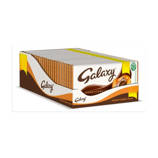 Galaxy Honeycomb Crisp Pieces & Milk Chocolate Block Bar 114g Box of 24