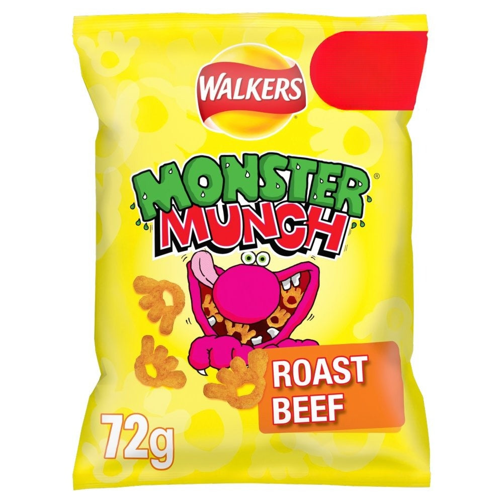 Walkers Monster Munch Roast Beef Snacks Crisps 72g