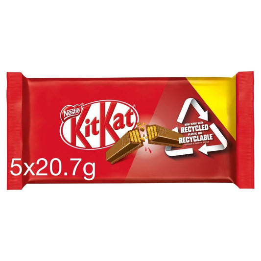Kit Kat 2 Finger Milk Chocolate Biscuit Bar Multipack 5 Pack