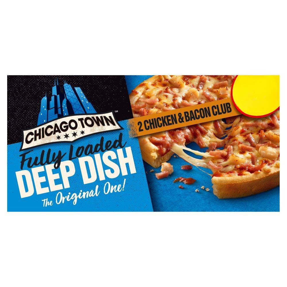 Chicago Town 2 Deep Dish Chicken & Bacon Club Mini Pizzas 2 x 156g