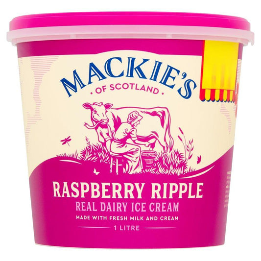 Mackie's of Scotland Raspberry Ripple Real Dairy Ice Cream 1 Litre