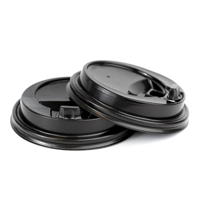 12oz Black Reclosable Cup Lids-Case of 1000