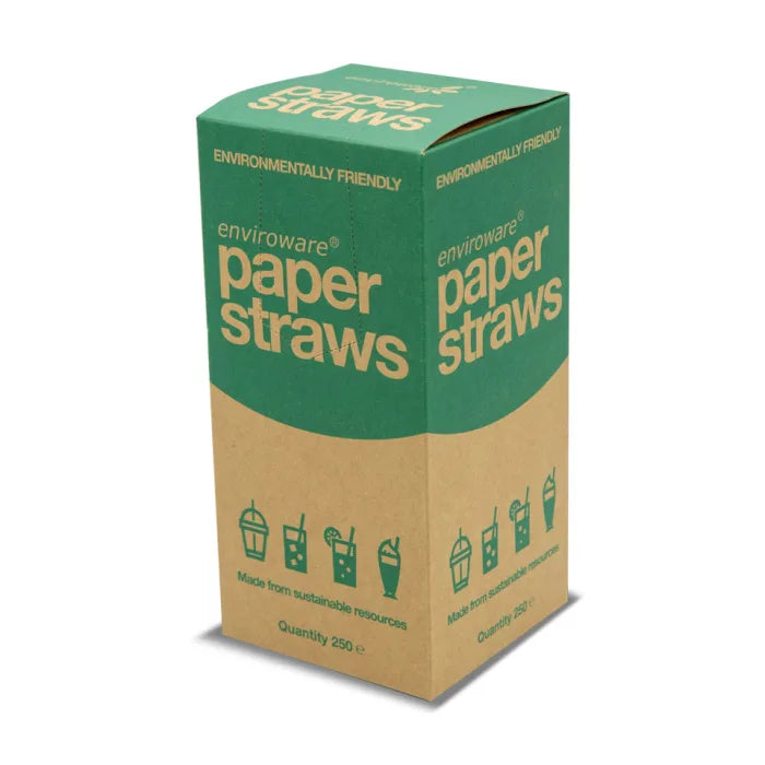 Red & White Compostable Paper Straws (197x6x6mm) Box of 250