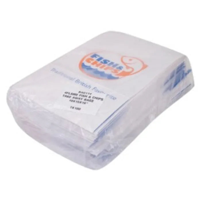 Fish & Chips Medium Kraft SOS Bags (250x400x140mm)  Case of 100