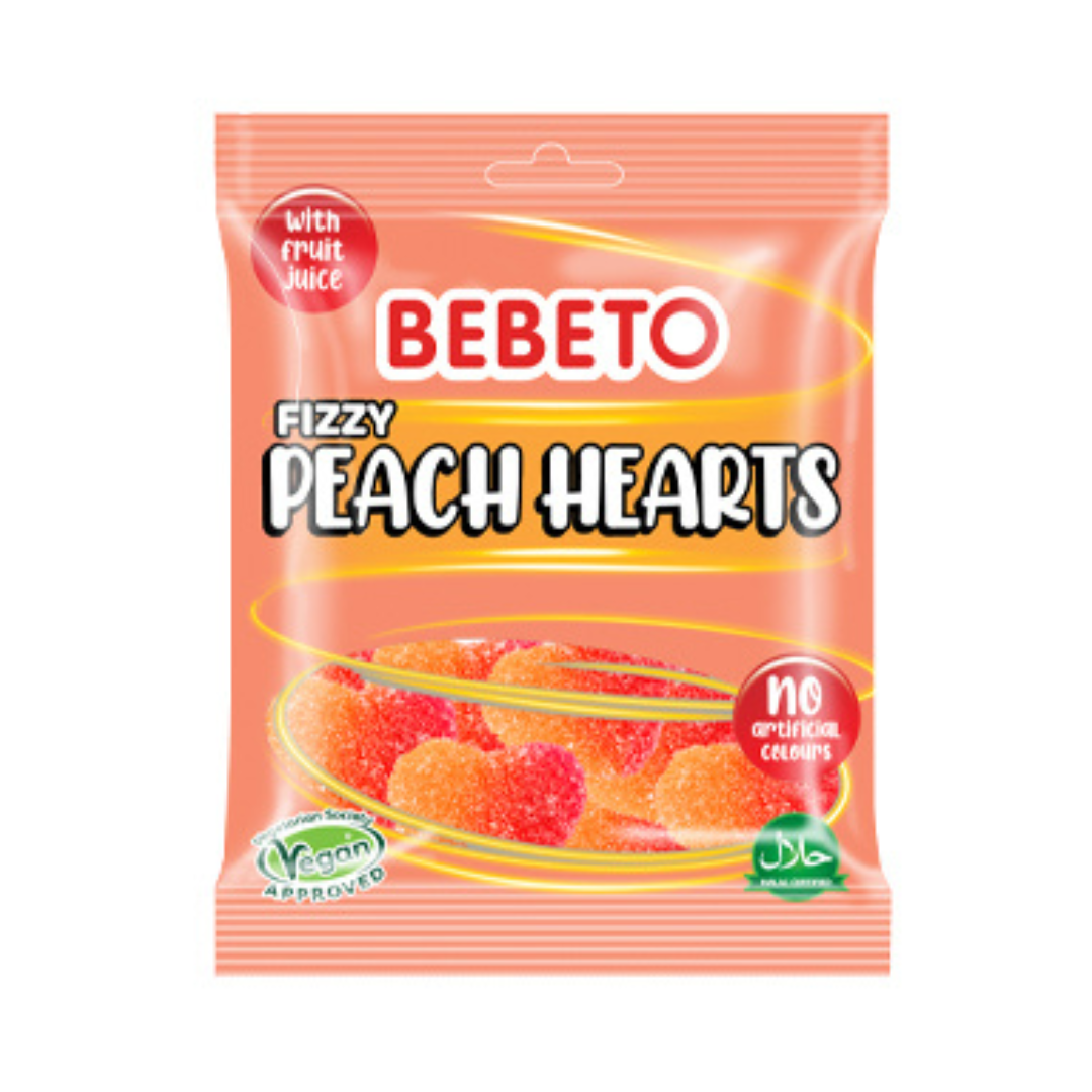 Bebeto Fizzy Peach Hearts   10x150g(4)