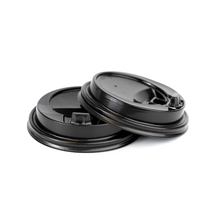 8oz Black Reclosable Cup Lids-Case of 1000