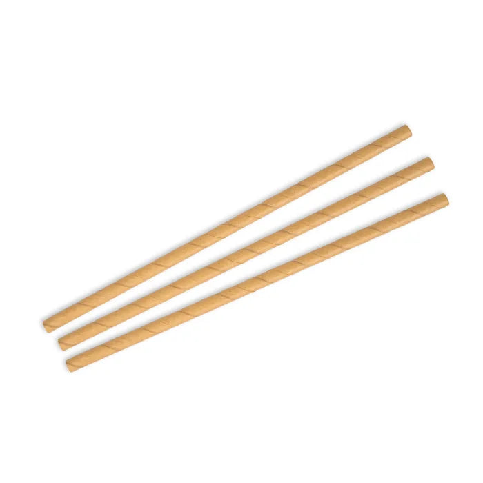 Brown Kraft Compostable Paper Straws (197x6mm) Box of 250